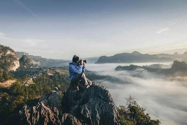 Creator recording a video with a camera